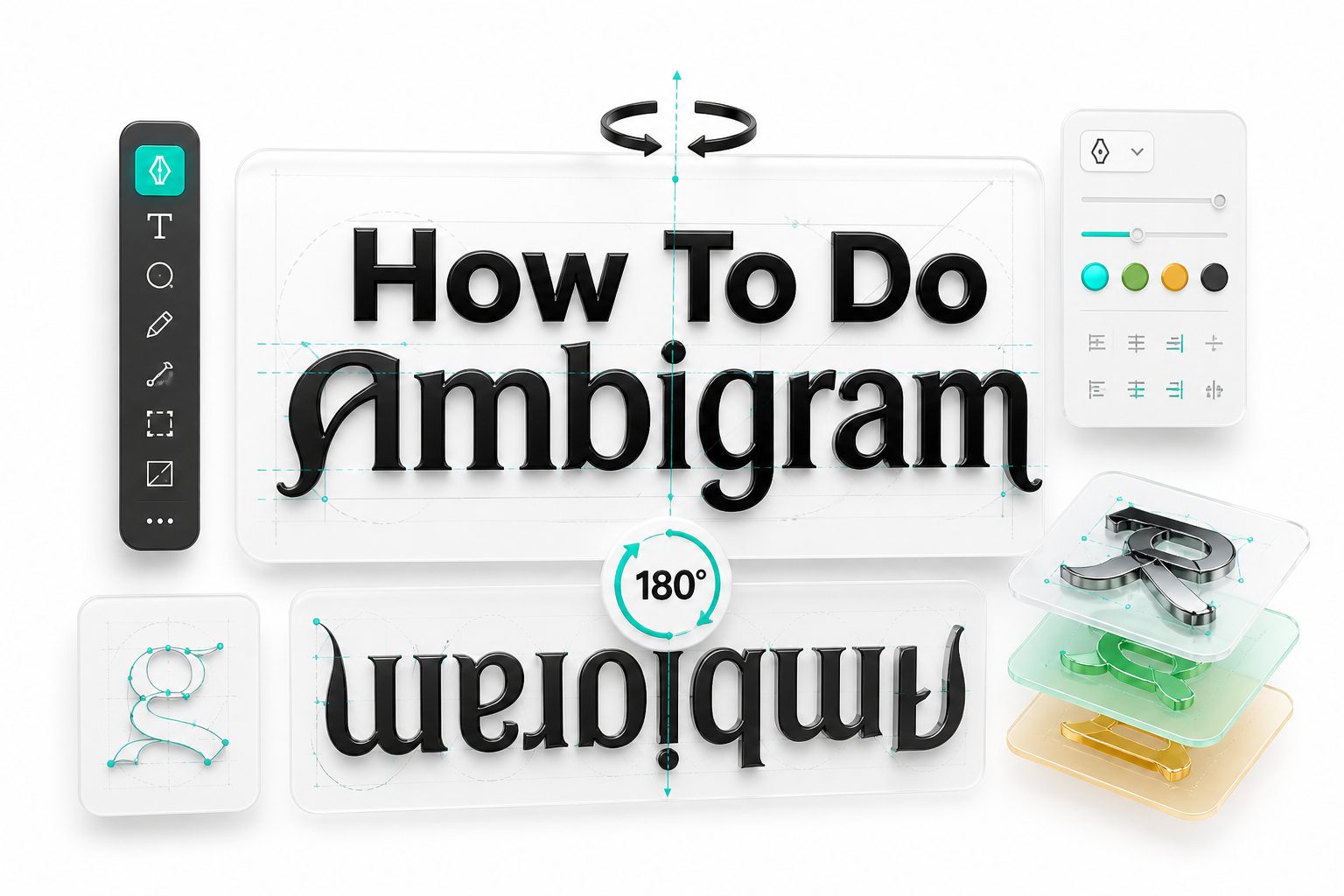 Ambigram lettering showing a word readable upside down.