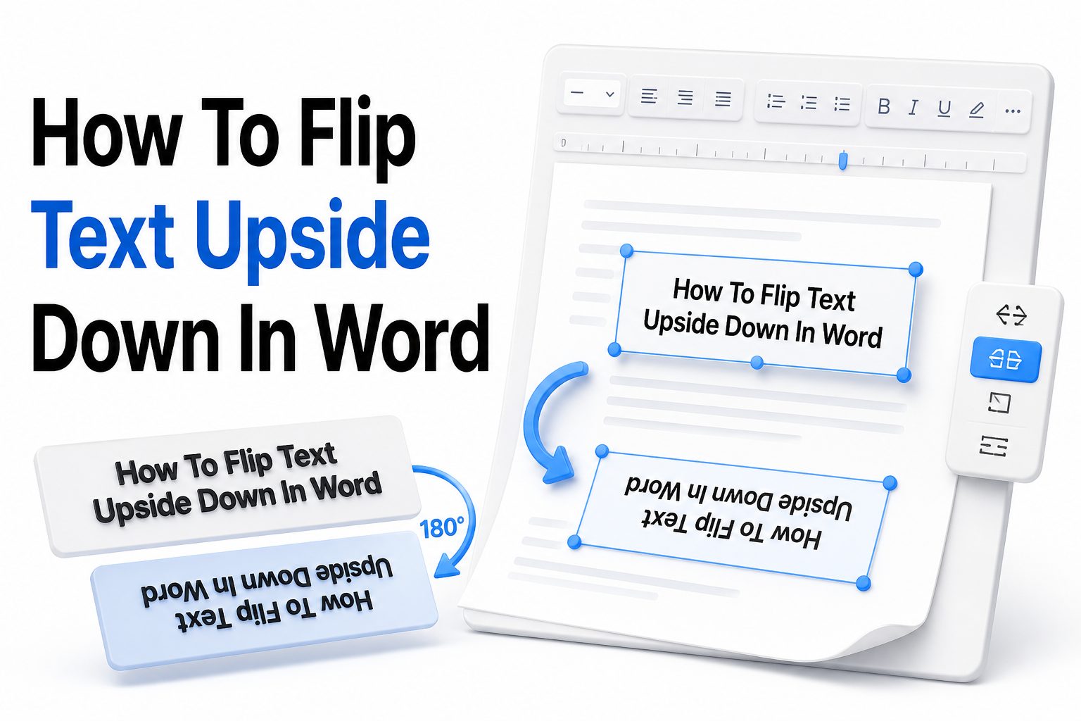 Microsoft Word document showing upside-down text being rotated in a text box